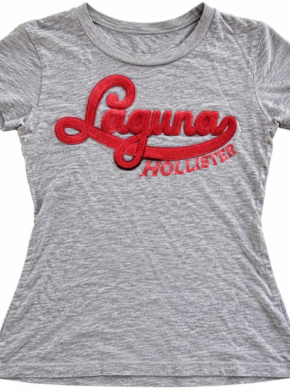 Hollister Gray Short-Sleeve Tee with Red Laguna Script